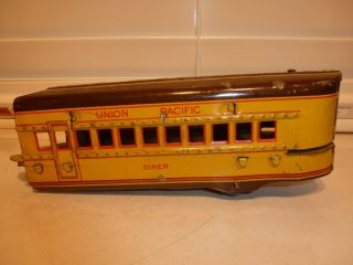 Rare Marx O - Gauge Train Tin M10005 Yellow & Brown Diner Passenger Car