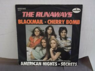 The Runaways,  Mercury,  " Blackmail ",  Germany,  7 " Ep Picture Sleeve Only,  Rare,  -