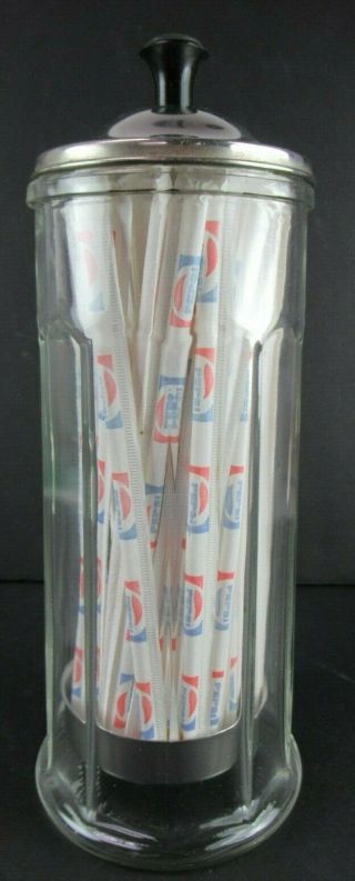 Antique Clear Glass Soda Fountain Straw Dispenser Bloomfield Approx 11 " T X4.  5 " D