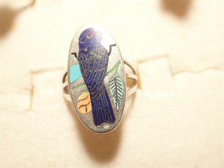 Ultra Rare Bird Zuni H.  M.  Coonsis Native American Sterling Silver Ring
