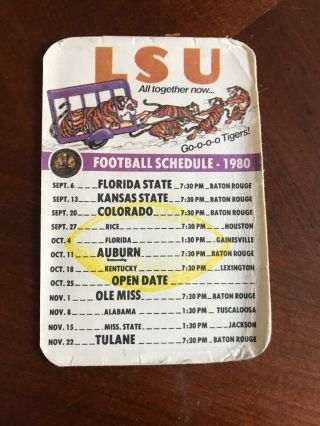 Vintage 1980 Lsu Tigers Football Old Pocket Schedule Sec Louisiana Rare