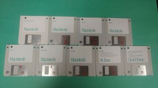 Apple Macintosh Os 7.  1 Mac Install - 9 Floppy Disk 3.  5 " Set W/ Quick Time - Rare