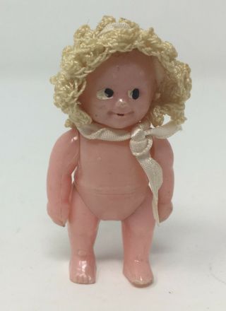 Vintage Renwal Dollhouse Miniature Jointed Hard Plastic Baby Doll 8 Usa
