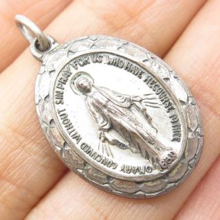 Antique Creed 925 Sterling Silver St.  Virgin Mary Religious Pendant