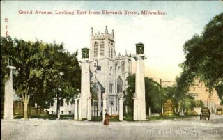 Milwaukee,  Wi Grand Avenue Looking East,  Eleventh Street Antique Postcard Vintage