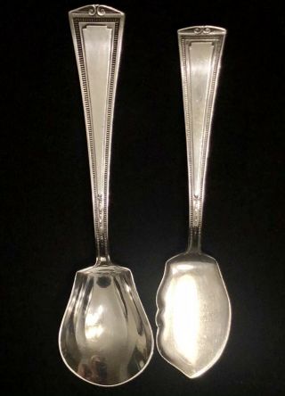 Vintage Alvin Silverplate Luxor Sugar & Jelly Spoon Set Art Deco 1924 Minty