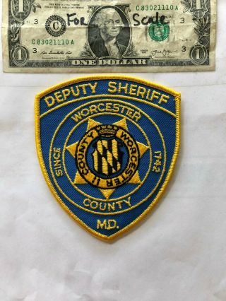Rare Worchester County Maryland Police Patch (deputy Sheriff) Un - Sewn