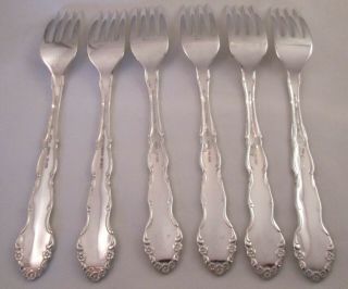 A Vintage Set of 6 Silver Plated Dessert Forks by Oneida - Dover Pattern 3