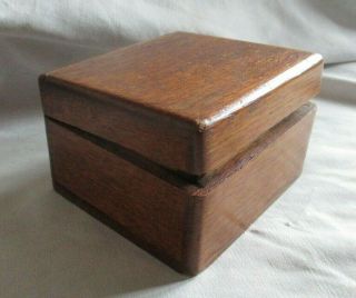 Vintage Oak Box - Wood With Brass Hinges - Trinket