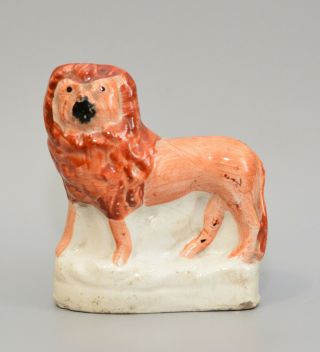 Rare Staffordshire Small Lion Figure Flatback C1860