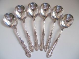 Set Of 6 Oneida Silversmiths Epns A1 Silver Plate Soup Spoons Flirtation 2