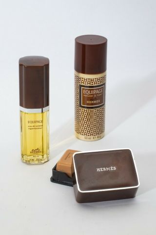 Rare Vintage Hermes Equipage Eau De Toilette Mousse A Raser Savon Parfume Set