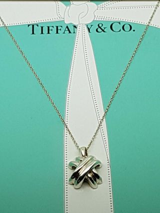 Authentic Rare Vintage Tiffany & Co Silver Cross X Necklace,  1990