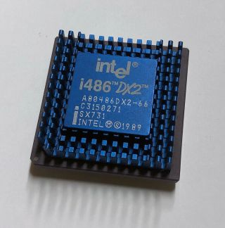 Intel 486 Dx2 66mhz Blue Heatsink A80486dx2 - 66 Sx731 Processor Rare