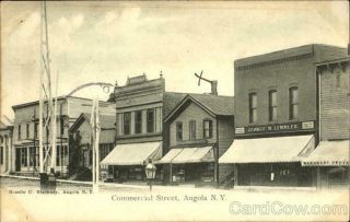 1908 Angola,  Ny Commercial Street Erie County Antique Postcard York 1c Stamp