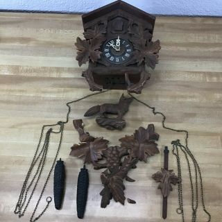 Vintage West German E.  Schmeckenbecher Cuckoo Clock Rare Wolf - Parts