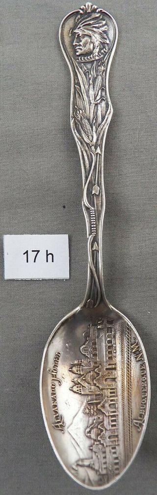 Antique Indian Motif Albuquerque Mexico Sterling Silver Souvenir Spoon