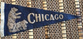 Rare - Vintage 1940s Chicago Cubs Major League Baseball Mlb Blue Felt Pennant