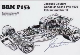 Jacques Couture Signed F1 Photo - Dns - Brm P153 Canadian Gp 1970 Very Rare