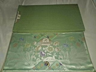 Vintage Boxed Griffin Damask Hand Painted Table Cloth 52 " X 52 " & 4 Napkins
