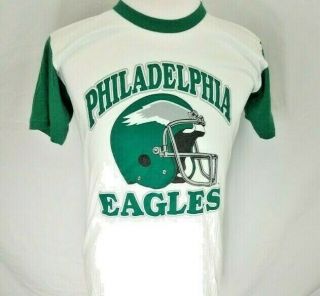 Rare Vintage Retro Philadelphia Eagles Helmet White Trench Shirt Men 