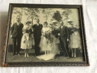 Vintage Wedding Party Bride Groom Photograph 8 X 10 Old Photo 1920 