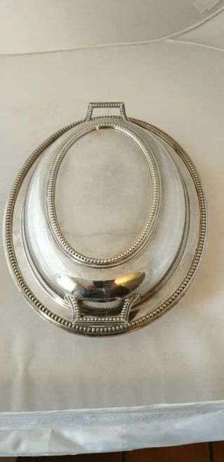 Vintage Silver Plated E P N S 2 Piece Oval Handled Lidded Tureen Serving Dish