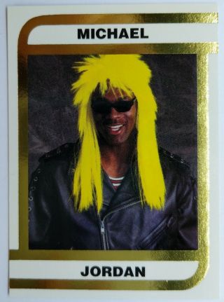 Rare 1992 Oddball Michael Jordan In Yellow Wig & Rock Star Outfit,  Gold Foil