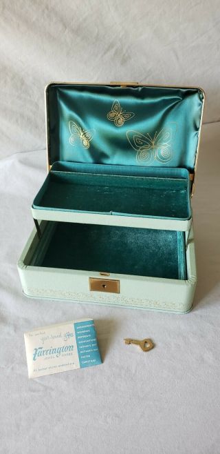 Vintage Harrington Jewelry Box With Key,  Awesome Antique Smell Also,