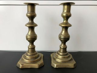Antique Vintage 19th Century Brass Candlesticks Candle Holders Circa 1880s