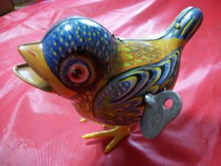 Vintage Ges Gesch Germany Kohler Windup Rare Tin Litho Chirping Baby Bird -