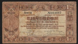 1938 1 Gulden Netherlands Rare Vintage Paper Money Banknote World Currency F