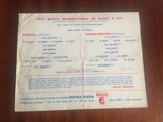 Rare France v Great Britain rugby league Programme 1968 in French 3