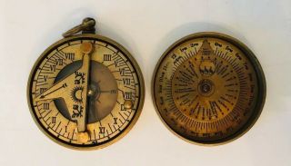 Maritime Dolland London 1885 Antique Brass Sun Dial Pocket Compass