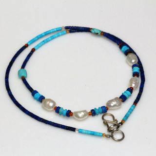 Stunning Egyptian Stone Beads Necklace Circa 300 - 100 Bc - Lapis Lazuli - Turquoise - &