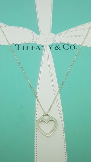 Authentic Rare Tiffany & Co Heart Necklace.  On A 16 " Tiffany & Co Chain.
