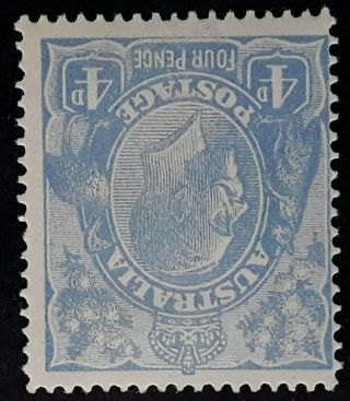 Rare 1923 Australia 4d Dull Ultramarine Kgv Stamp 2nd Wmk Inverted