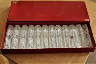 A Vintage Set Of Twelve Cut Glass Knife Rests Made In West Germany Steinachhutte