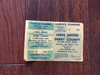 1970/1 Leeds United V Derby County Rare Full Ticket