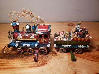 Christmas Express 2 Piece Stocking Holder Train Set Very Rare Heavy Metal