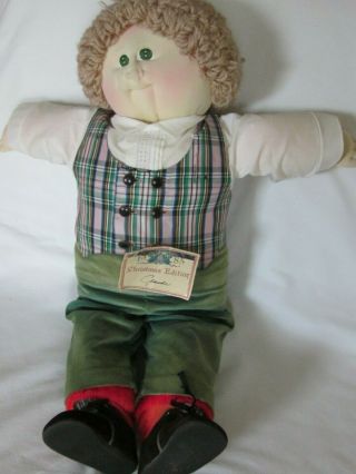 Xavier Roberts Vintage Soft Sculpture Cabbage Patch Kids Boy Doll 22 " Christmas