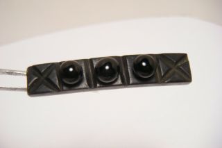Antique Victorian Black Carved Jet? And Bead Mourning Brooch Pin