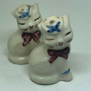 Vintage Antique Cat Porcelain Salt Pepper Shaker Set Japan 3.  5 "