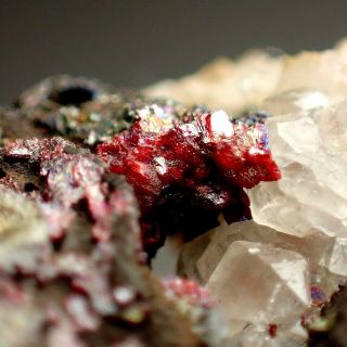 Proustite Red Crystals On Arsenic Rare Wolkenstein,  Germany