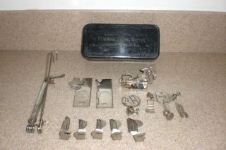 Antique Home Sewing Machine Attachments & Box Cast Iron Treadle Parts