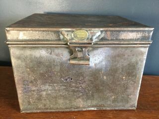 Antique Vintage Metal Tool Box Deed Box Hat Box R H Haggard & Sons Ironmonger