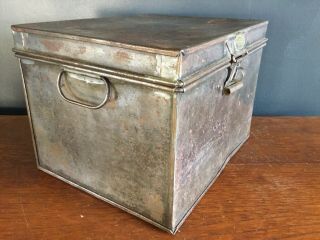 Antique Vintage Metal Tool Box Deed Box Hat Box R H Haggard & Sons Ironmonger 2