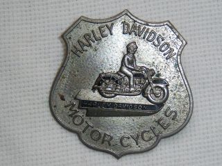 Vintage Harley Davidson Shield Motorcycle Badge 1950 