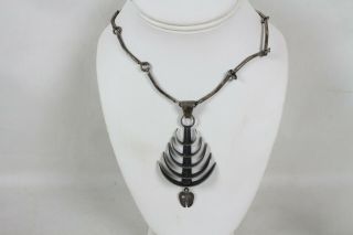 Vintage Taxco Sterling Silver Fish Bone Necklace Rare Old Fine Jewelry Mexico