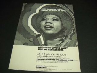 The Many Grooves Of Barbara Lewis Men Out Of Boys 1970 Soul Rare Promo Poster Ad